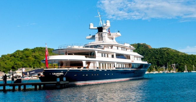 75m luxury charter yacht LEANDER at 50th Antigua Charter Yacht Show