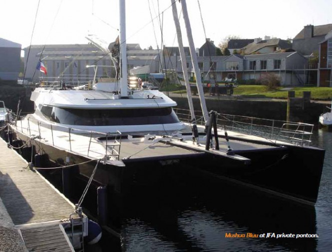 95´ catamaran yacht Mashua Bluu refitted by JFA Yachts