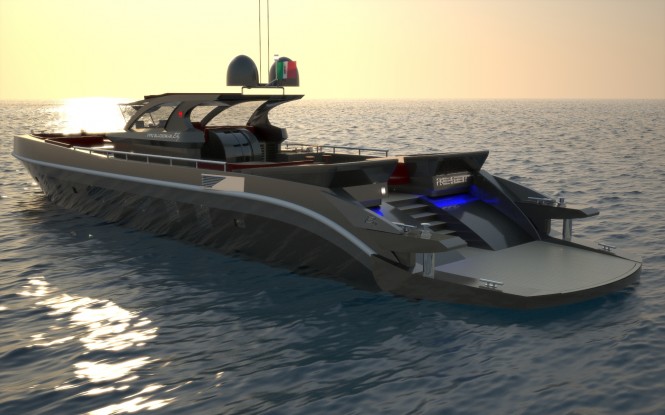 Aft look at the 24m superyacht Re-Set by Francesco Corda of FJM Powerdesign Aft look at the 24m superyacht Re-Set by Francesco Corda of FJM Powerdesign