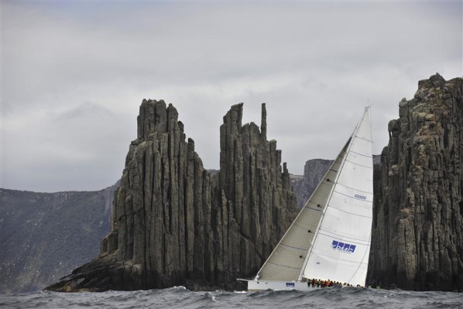 BRINDABELLA passing Tasmania's iconic Organ Pipes Photo K. Arrigo
