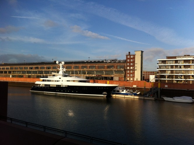 60m KAISER superyacht in the Harbour of Bremen