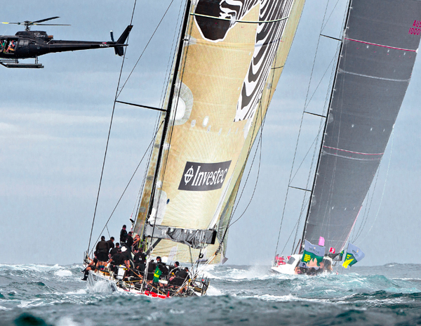 Sailing yacht Investec Loyal chasing after the Wild Oats XI superyacht Sailing yacht Investec Loyal chasing after the Wild Oats XI superyacht