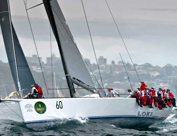 Stephen Ainsworth's Loki exiting Sydney Harbour after the start of the 67th Rolex Sydney Hobart Photo K. Arrigo Stephen Ainsworth's Loki exiting Sydney Harbour after the start of the 67th Rolex Sydney Hobart Photo K. Arrigo