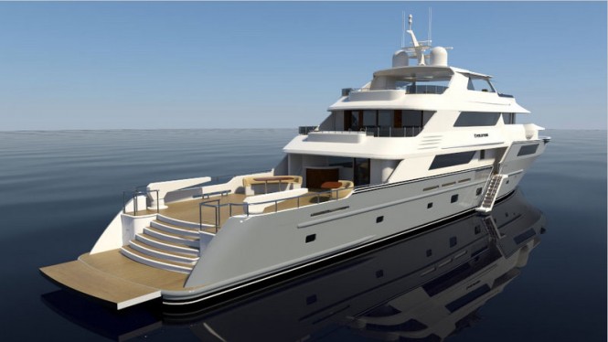 Super yacht Evolution - rear view Super yacht Evolution - rear view