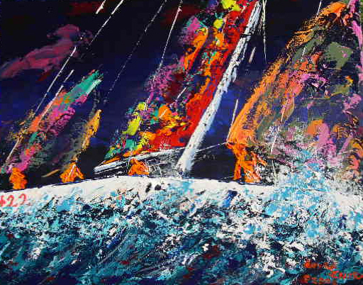 Battling the Sea - painted by David Schor Battling the Sea - painted by David Schor