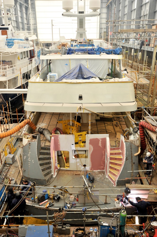 Feadship superyacht Audacia during her refit Feadship superyacht Audacia during her refit