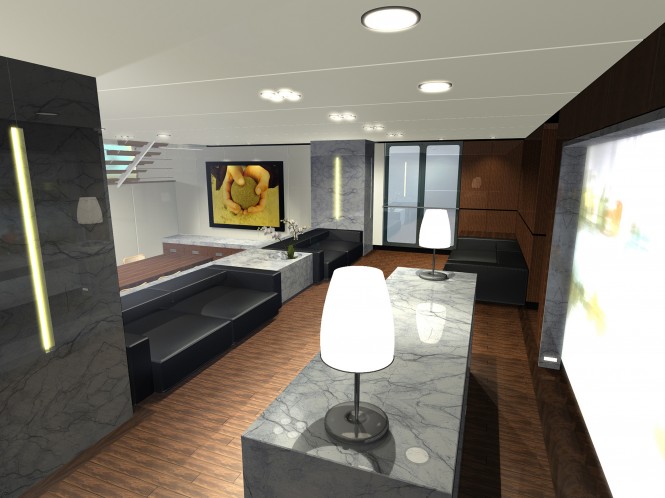 Liebowitz and Pritchard designed yacht SHOGUN - Lobby Liebowitz and Pritchard designed yacht SHOGUN - Lobby