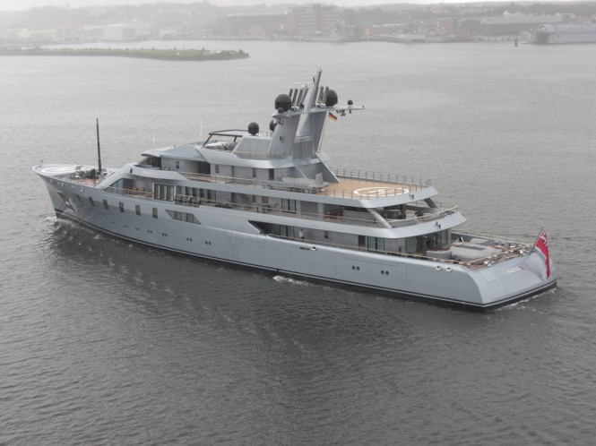 Lurssen mega yacht Pacific in the harbour of Kiel - Photo courtesy of Ferdinand Rogge Lurssen mega yacht Pacific in the harbour of Kiel - Photo courtesy of Ferdinand Rogge