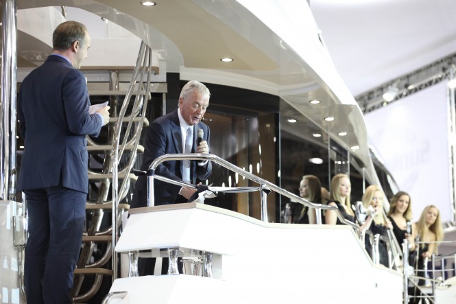 World debut of the New Sunseeker 28m Motor Yacht at 2012 Tullett Prebon London Boat Show – Photo Credit Sunseeker International. World debut of the New Sunseeker 28m Motor Yacht at 2012 Tullett Prebon London Boat Show – Photo Credit Sunseeker International.