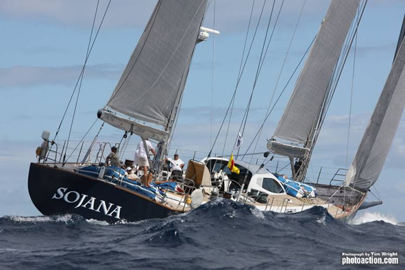 2012 RORC Caribbean 600: Day 4 – 600 mile Match Race between 115´ charter yacht Sojana and 124´ luxury charter yacht P2