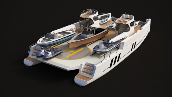 Aft View of the 24m catamaran yacht Phantom by Arista Marina Group Aft View of the 24m catamaran yacht Phantom by Arista Marina Group