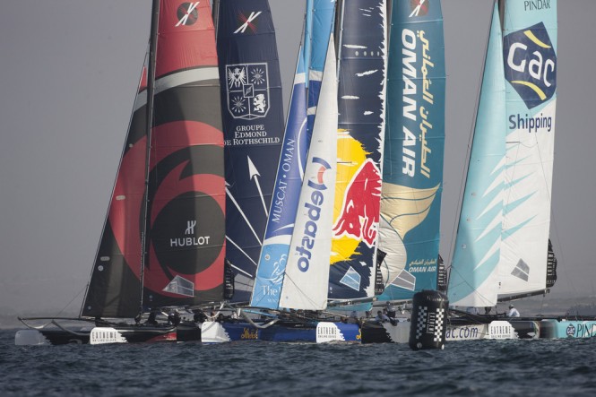 Extreme 40 yachts racing on the first day of racing in Muscat Credit: Lloyd Images Extreme 40 yachts racing on the first day of racing in Muscat Credit: Lloyd Images