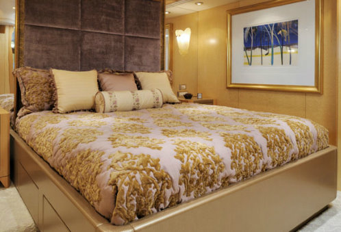 One of the stateroom cabins on board the Obsession Superyacht One of the stateroom cabins on board the Obsession Superyacht