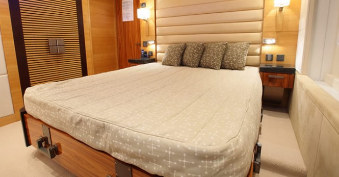 One of the superyacht Majesty 121 luxurious cabins One of the superyacht Majesty 121 luxurious cabins