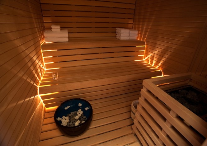 Relaxing sauna aboard luxury yacht Numptia Relaxing sauna aboard luxury yacht Numptia