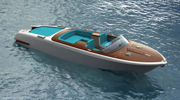 Riva Aquariva yacht tender by Marc Newson presented at the 36th Arte Fiera, Bologna, Italy