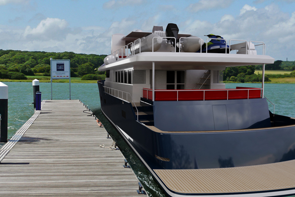 The 27.5m explorer motor yacht Vismara 90 - rear view The 27.5m explorer motor yacht Vismara 90 - rear view