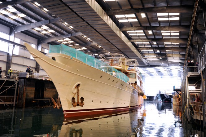 The 71m luxury yacht Dona Amelia at Pendennis´ outer dock The 71m luxury yacht Dona Amelia at Pendennis´ outer dock