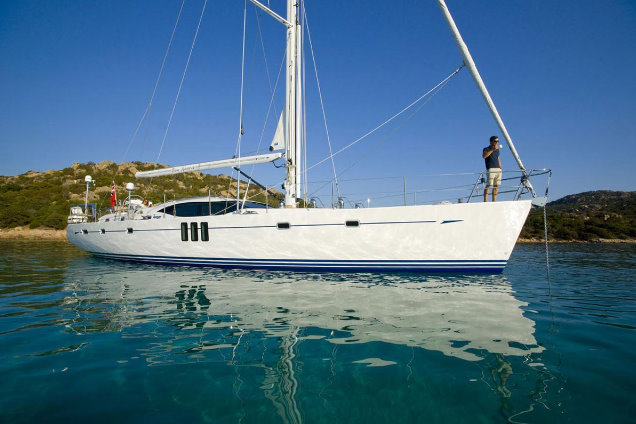 Oyster 625 Super Yacht Blue Jeannie on display at the 2012 Miami Boat Show