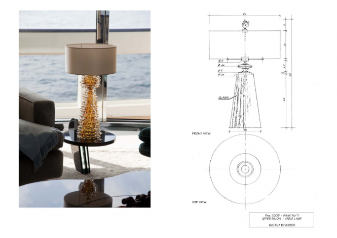 Upper Saloon Table Lamps custom designed by Michela Reverberi - Quinta Essentia Motor Yacht Upper Saloon Table Lamps custom designed by Michela Reverberi - Quinta Essentia Motor Yacht