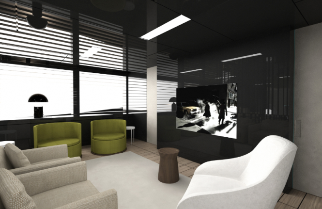 Interior of the Mangusta 148 Oceano yacht by Overmarine