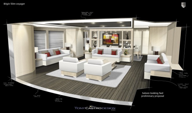 52m Bilgin Voyager 170 Yacht by Tony Castro - Saloon looking forward 52m Bilgin Voyager 170 Yacht by Tony Castro - Saloon looking forward