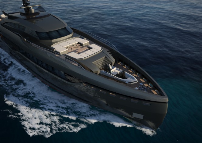 foredeck of the Columbus Sport 130’ Hybrid motor yacht by Palumbo Shipyard 