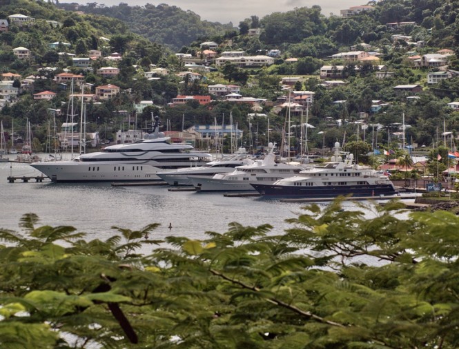 Numerous Superyachts visiting Port Louis Marina
