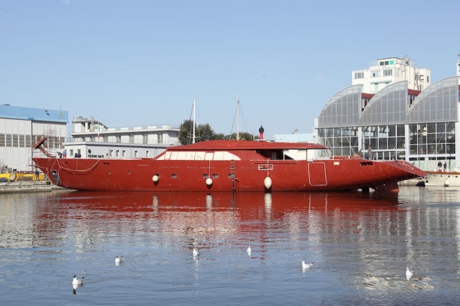 The first 60m Perini Navi Sailing Yacht – Hull C.2193 – arrives in Viareggio