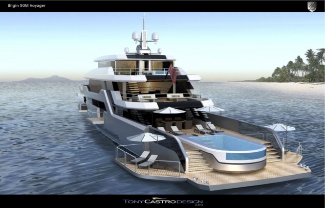 Superyacht Voyager 170' by Bilgin Yachts and Tony Castro - aft view Superyacht Voyager 170' by Bilgin Yachts and Tony Castro - aft view