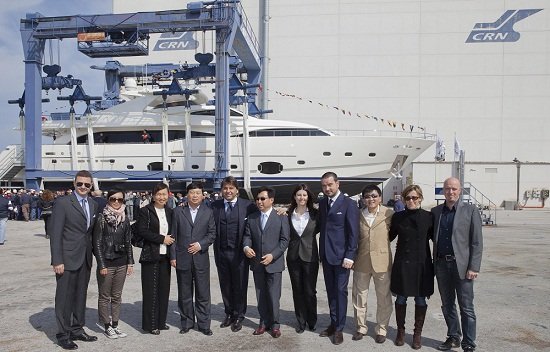 The launch of the 34m Ferretti Custom Line 112 superyacht NEXT