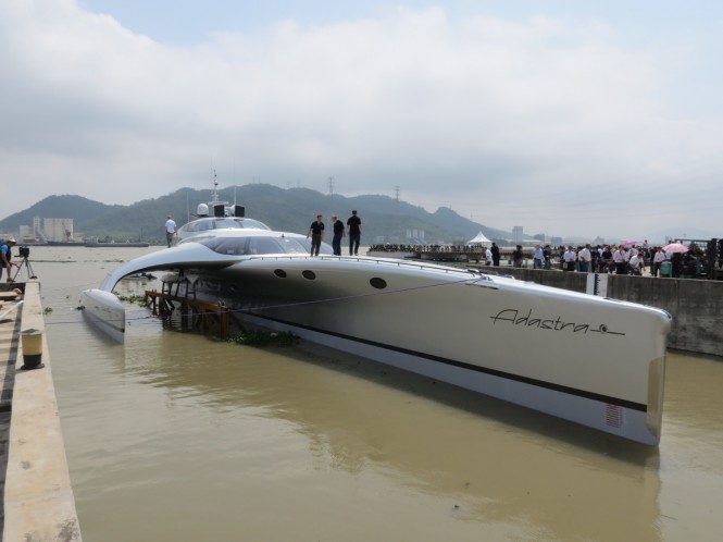 Adastra Superyacht on launch cradle Adastra Superyacht on launch cradle