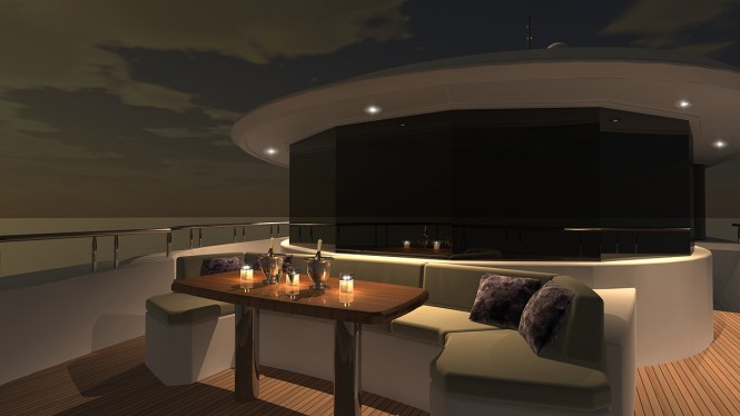 Luxurious exterior aboard the superyacht Ocean Alexander 120 Luxurious exterior aboard the superyacht Ocean Alexander 120