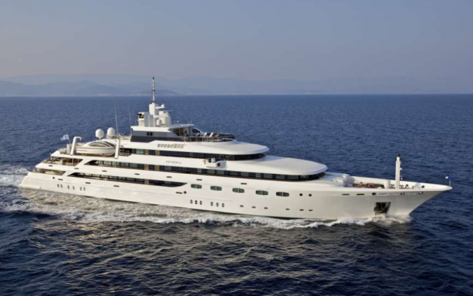 82m Mitsubishi motor yacht O’MEGA for charter during Cannes Film Festival and Monaco Grand Prix