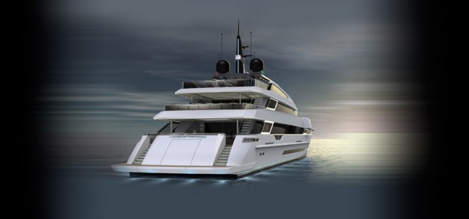 Rossinavi luxury yacht Prince Shark - rear view Rossinavi luxury yacht Prince Shark - rear view