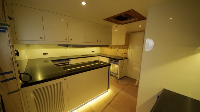 Superyacht Bilgin 160 Classic - Galley under construction