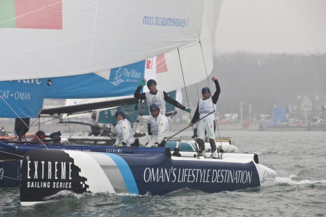 Double Star Cup won by The Wave Muscat at the Extreme Sailing Series Act 2 in Qingdao