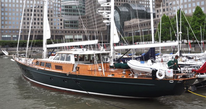110ft Palmer Johnson sailing yacht Keewaydin has arrived at Dennis Conner’s North Cove