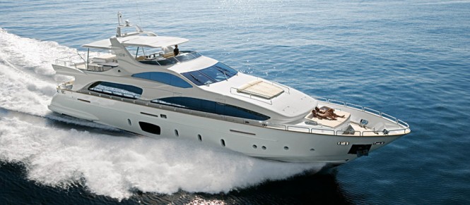 Superyacht Azimut Grande 105’ exhibited at the Beirut Boat and Superyacht Show 2012 boasting a new look