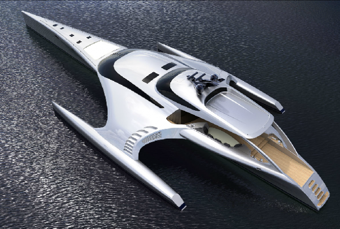 Teak Decking by Barlow Tyrie for the 42.5m McConaghy trimaran yacht Adastra