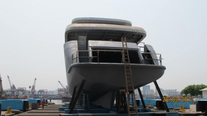 44m motor yacht Green Voyager - rear view 44m motor yacht Green Voyager - rear view