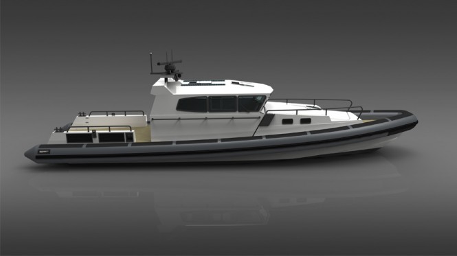 50ft Rupert RIB yacht as a tender to the 100ft Wally superyacht INDIO