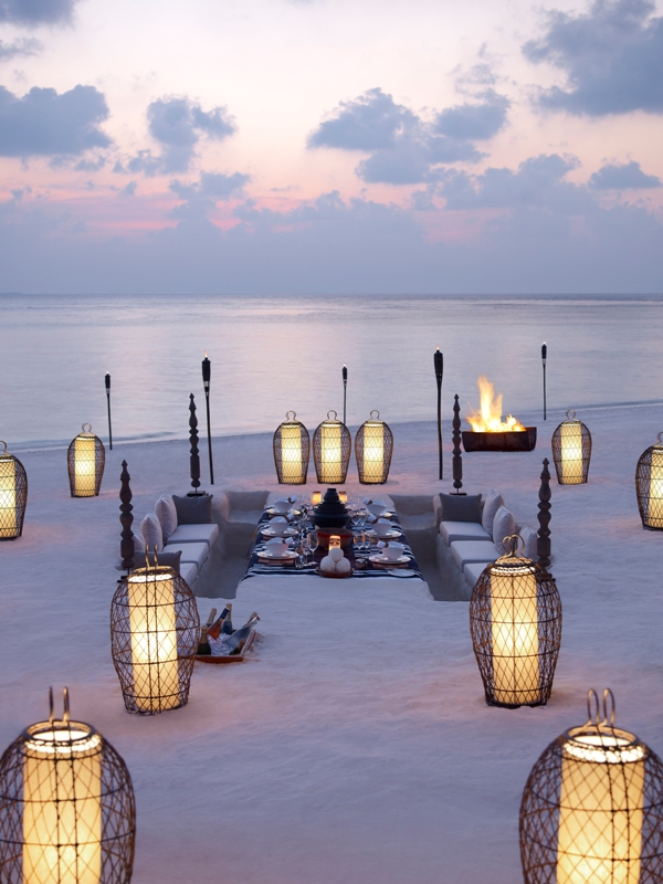 Dusit Thani Maldives beach pit dining Dusit Thani Maldives beach pit dining