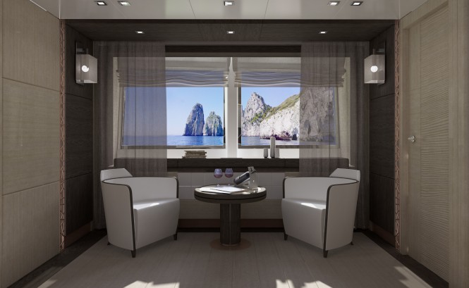 Luxurious interior abaord the Palumbo motor yacht Columbus Sport 130 Hybrid Luxurious interior abaord the Palumbo motor yacht Columbus Sport 130 Hybrid