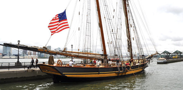 Sailing yacht Pride of Baltimore II visits Dennis Conner’s North Cove