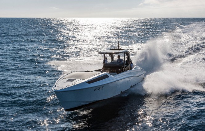 Luxury yacht Wider 42’ Cote D’Azur Edition on display at the 70° Grand Prix of Formula 1 in Monaco