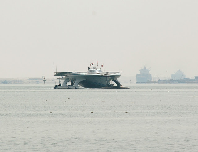 MS Turanor PlanetSolar yacht crossing Suez Canal