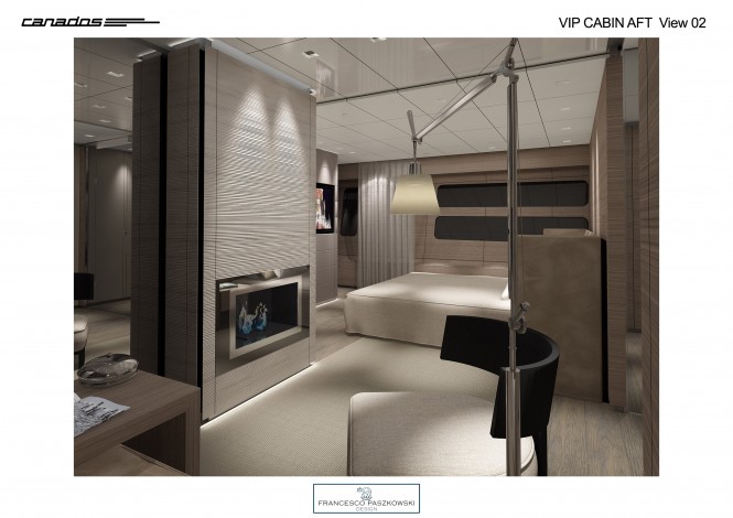 Motor yacht Canados 120 VIP Cabin Aft View Motor yacht Canados 120 VIP Cabin Aft View