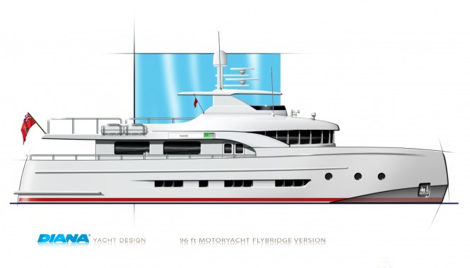 28m motor yacht DIANA Blu concept by Diana Yacht Design