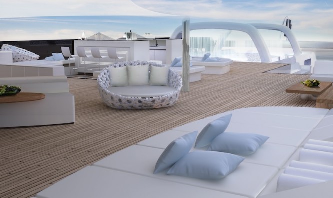Exterior spaces aboard mega yacht Explore 120 by Newcruise Exterior spaces aboard mega yacht Explore 120 by Newcruise